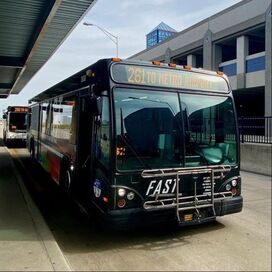 Photo of FAST Michigan bus at DTW Airport taken by Kayce Gifford